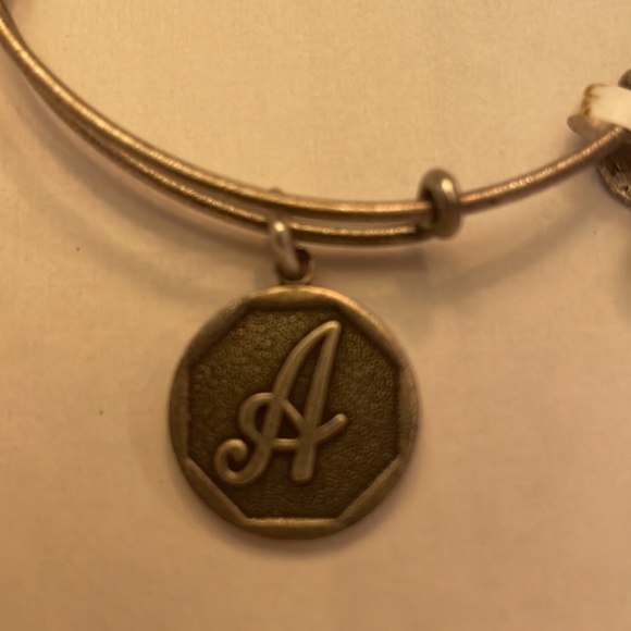 Nwt Alex and Ani charm bangle bracelet initial A monogram energy made USA silver - Picture 2 of 9